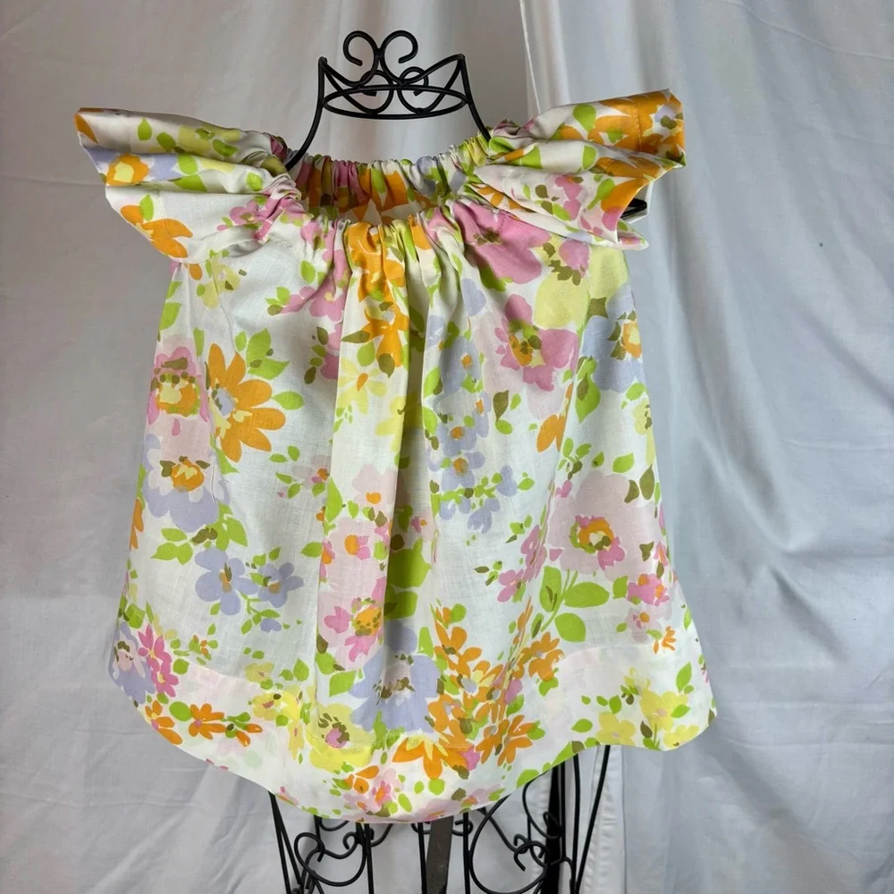 Toddler Dress from VTG Pillow Case Floral Elastic Ruffled Sleeve Handmade 24mo - Picture 2 of 8